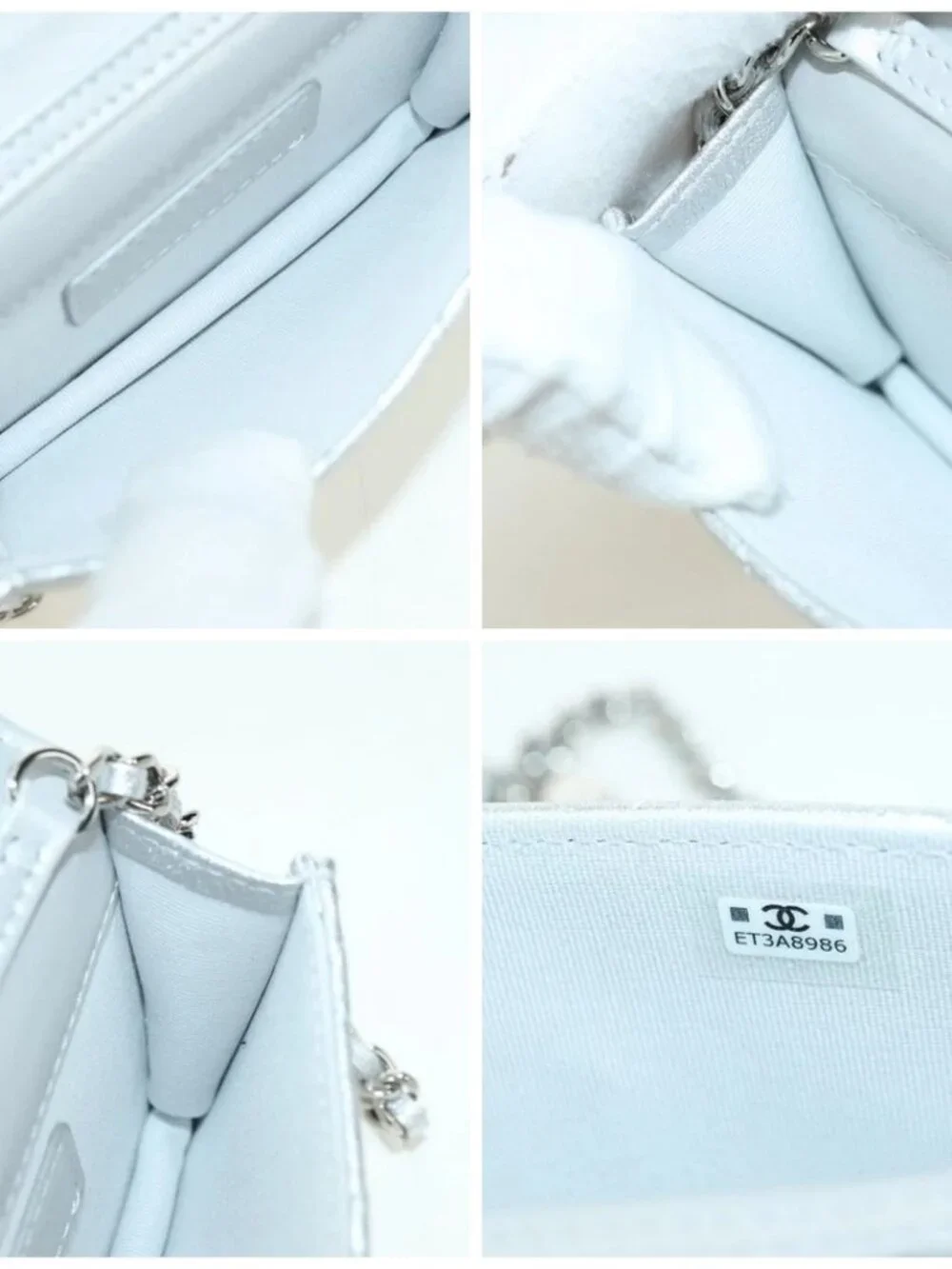 CHANEL Chain Shoulder Bag Leather Silver CC Auth 170531SAM